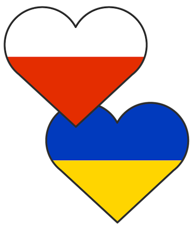 Polskie i Ukraińskie flagi w sercach